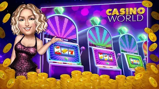 Casino World slot machines lined up in the game lobby